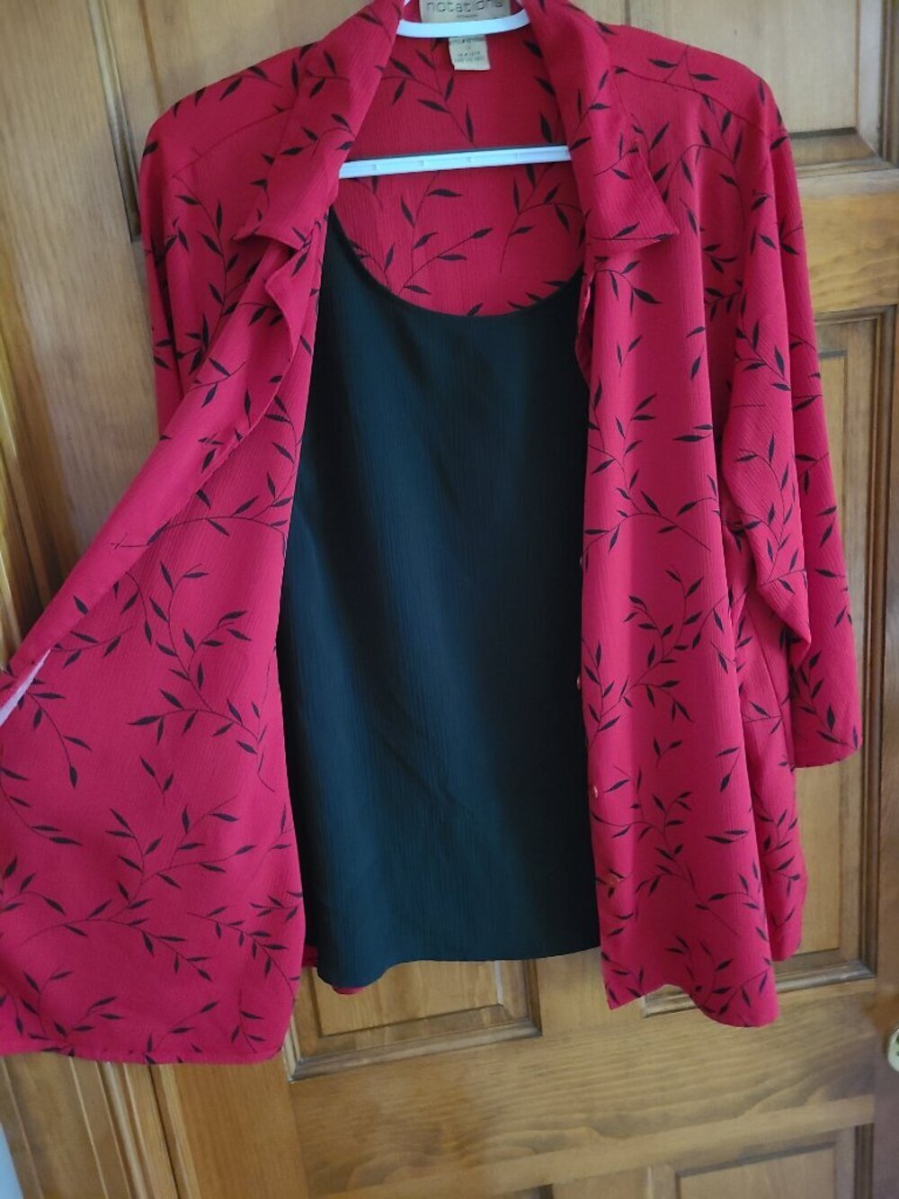 Notations Red Black Blouse Twin Set Size 1X